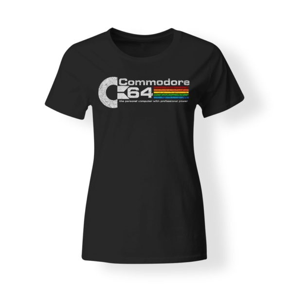 t-shirt Commodore 64 nera donna