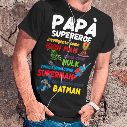 papà super eroe t-shirt