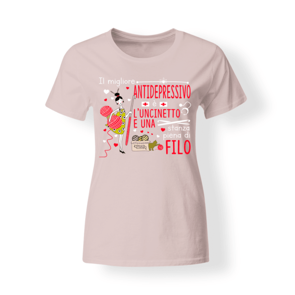 T-shirt donna Amante dell'uncinetto rosa