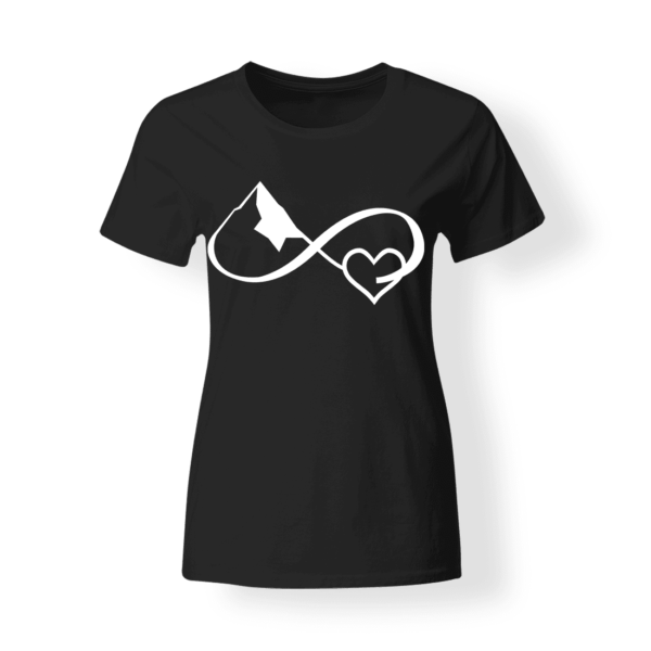T-shirt montagna Infinito + Cuore nero donna