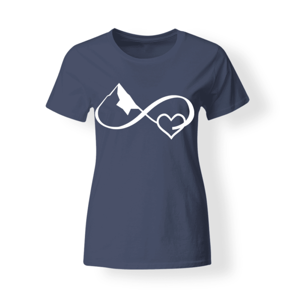 T-shirt montagna Infinito + Cuore blu navy donna