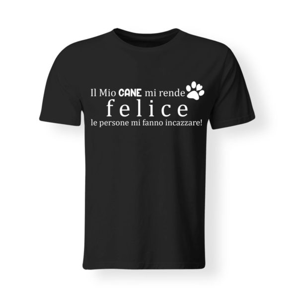 t-shirt amante dei cani nera