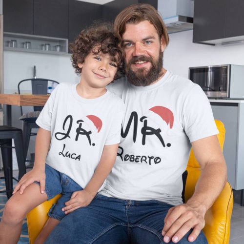 T-shirt natale personalizzate con nome padre figli