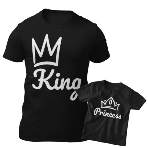 T-Shirt Personalizzata King & Prince/Princess nera