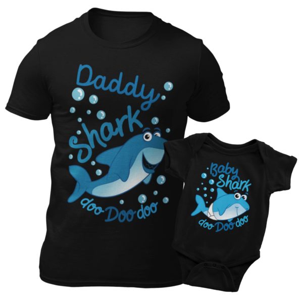 T-shirt daddy shark nera
