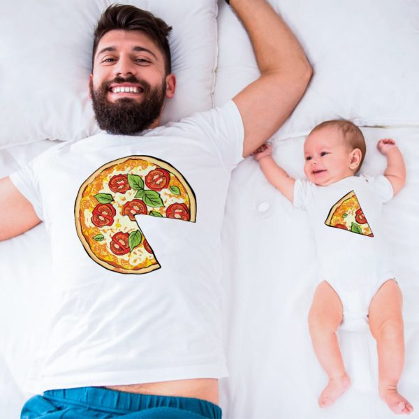 T-shirt papà figlio con pizza